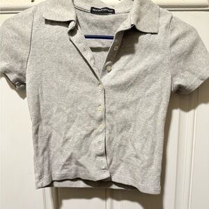 brandy melville gray button up t-shirt